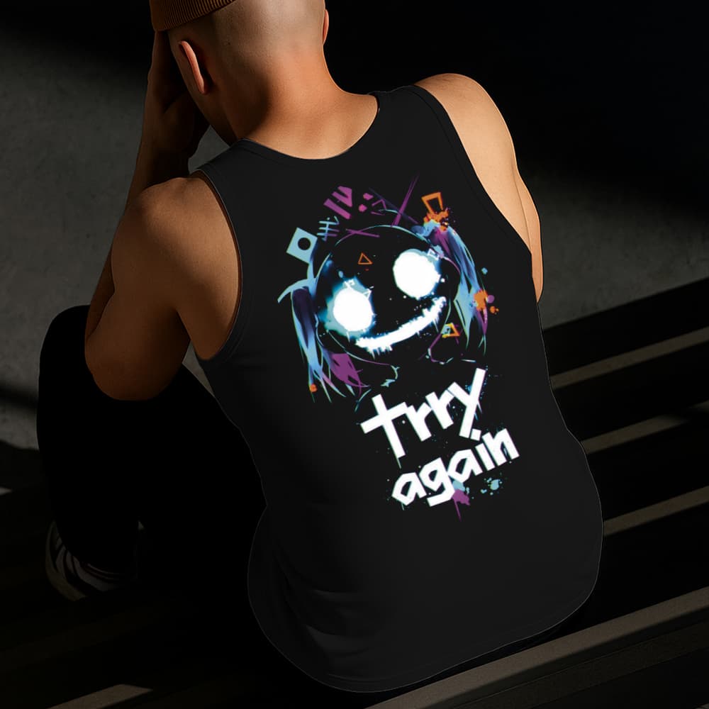 Camiseta Regata Masculina Estampada Sorriso Assustador Algodão Estilo Conforto Diário Tamanho P GG