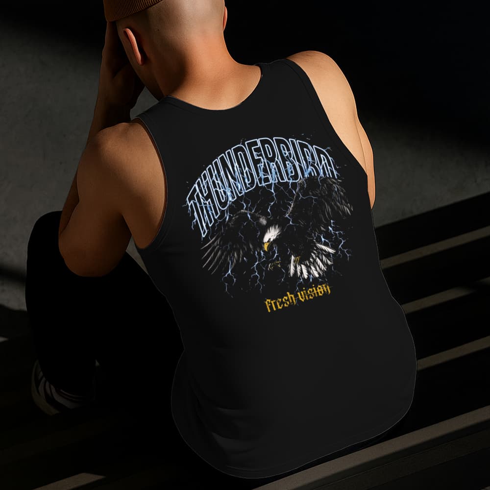 Camiseta Regata Masculina Estampada Falcão com Trovão Algodão Estilo Conforto Diário Do Tamanho P GG