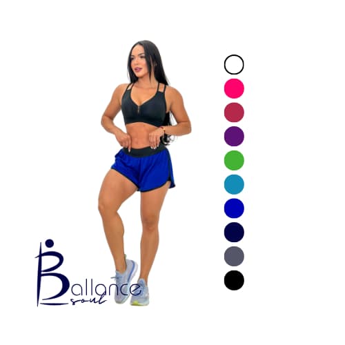 Roupa de Academia Feminina - Shorts Fitness Feminino DryFit com Sobreposição