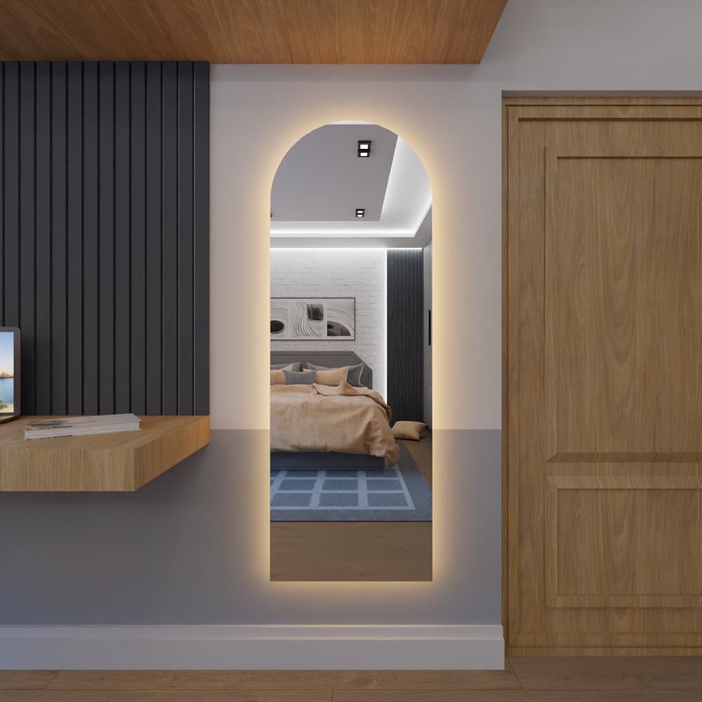 Espelho Corpo Inteiro Janela Com Led 170cm x 70cm E13 Lapidado Lançamento Quarto Sala Grande Moderno Luxo