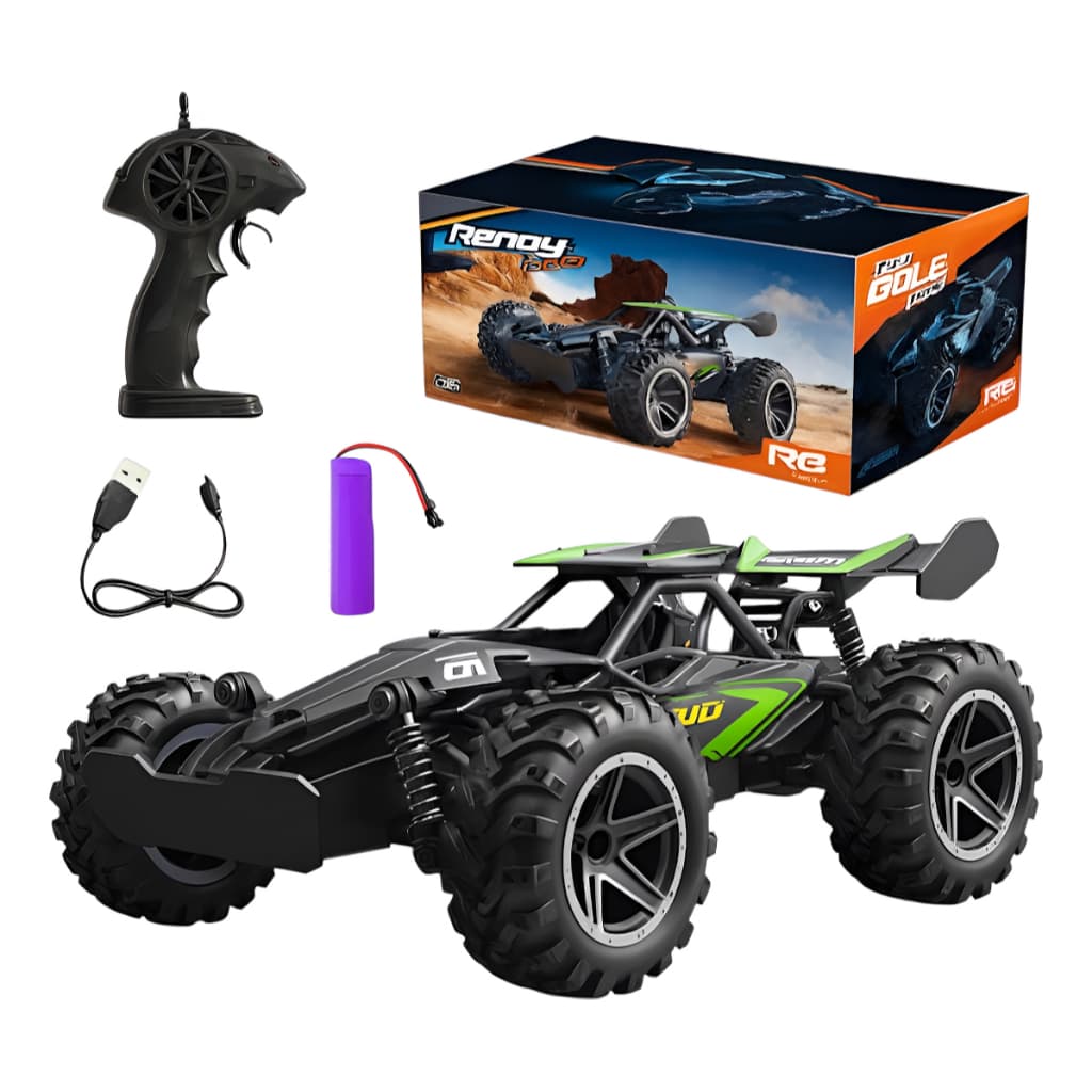 Carrinho de controle remoto recarregável Off-Road 1:16  15km AZUl PRETO
