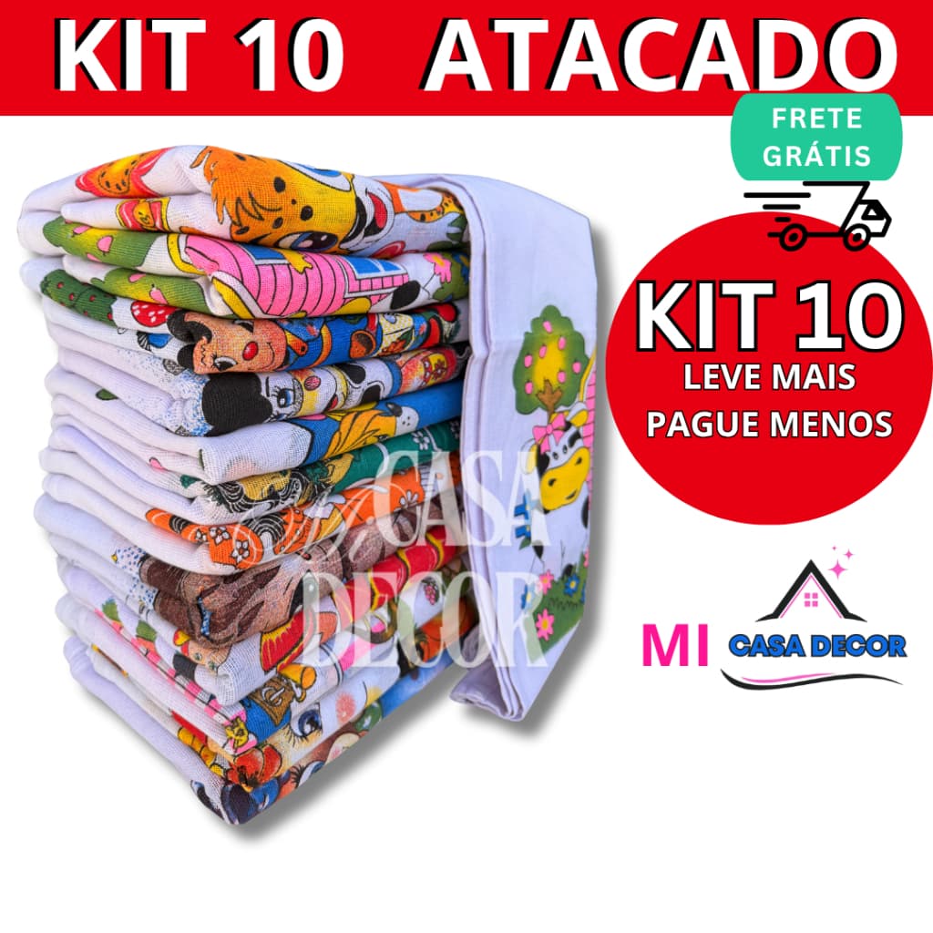 Pano De Prato 100% Algodão Europinha Com Varias Estampas   10 Peças