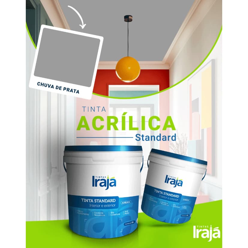 Tinta para Parede Acrílica Standard Irajá 3,6L Galão Fosco Interno e Externo Cores