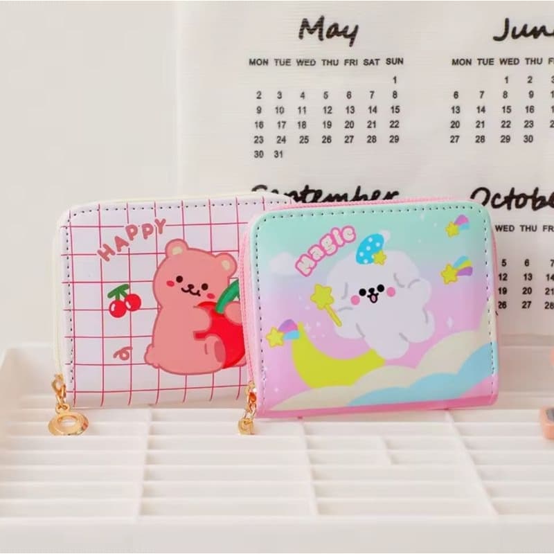 Carteira Pequena Feminina Fofa Animal Multi-Cartão Coelho Kawaii