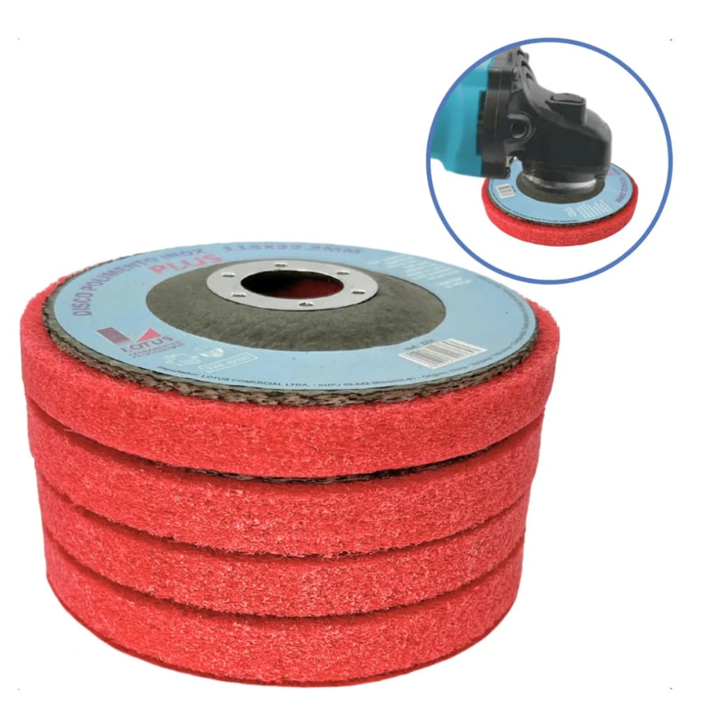 kit 4 disco polimento inox ferro alumínio 115mm furo 22.2mm 4 1/2 Disco polidor Disco para polir