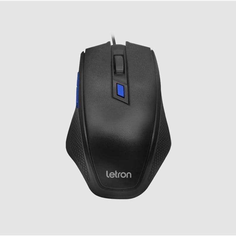 Mouse Optico Office Level Preto E Azul Fio Usb Letron UND.