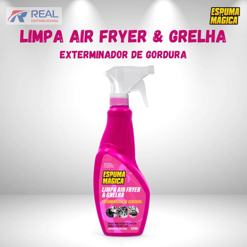 Espuma Mágica Limpa Air Fryer e Grelha 500ml – Desengordurante Alta Performance