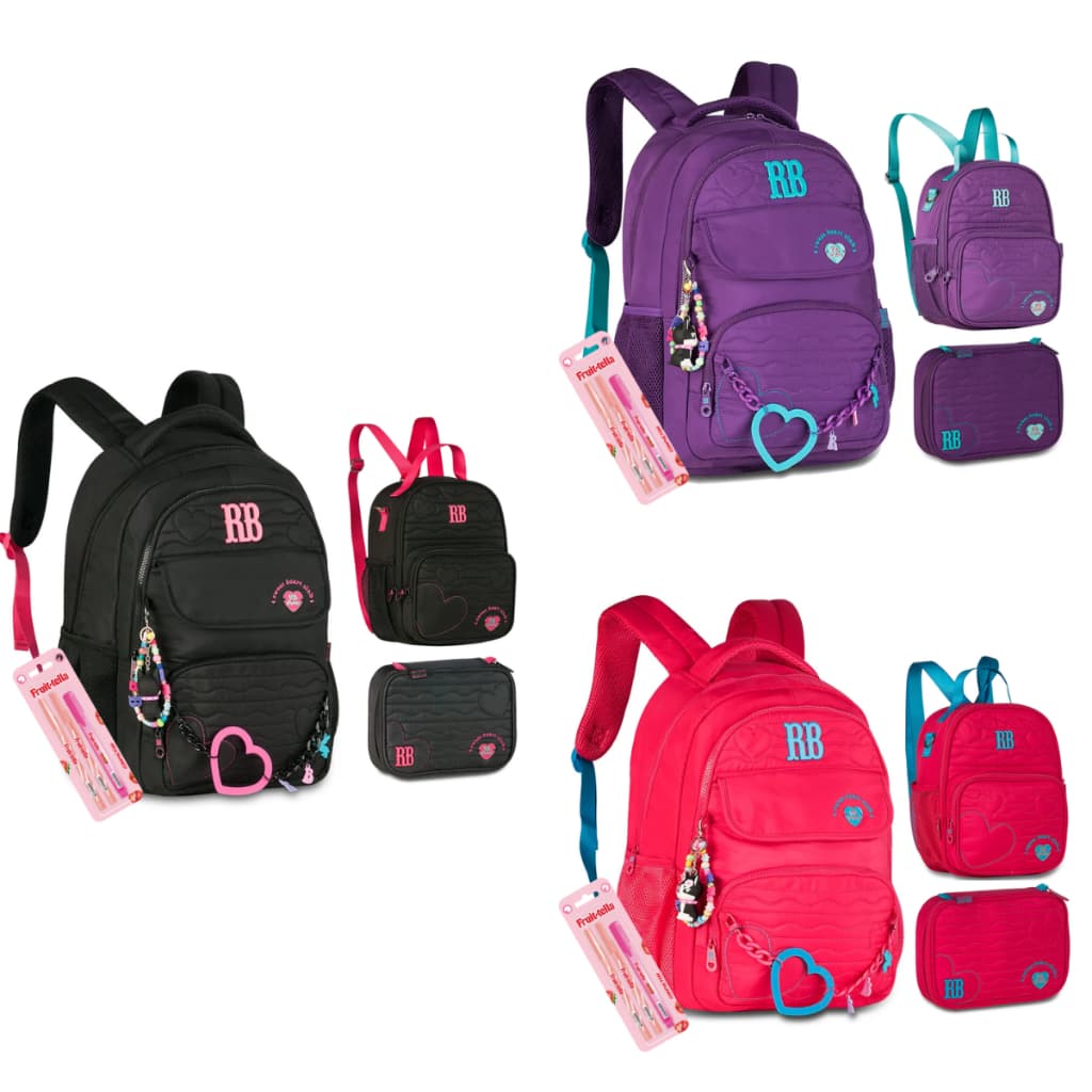 Kit Mochila Feminina Rebecca Bonbon RB Lancheira térmica Estojo duplo Volta às aulas Escolar 2026