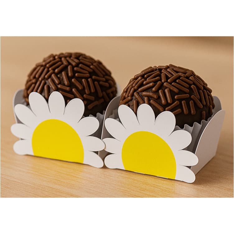 20/50 Forminhas para doces personalizadas Margaridas em papel off`7 180g