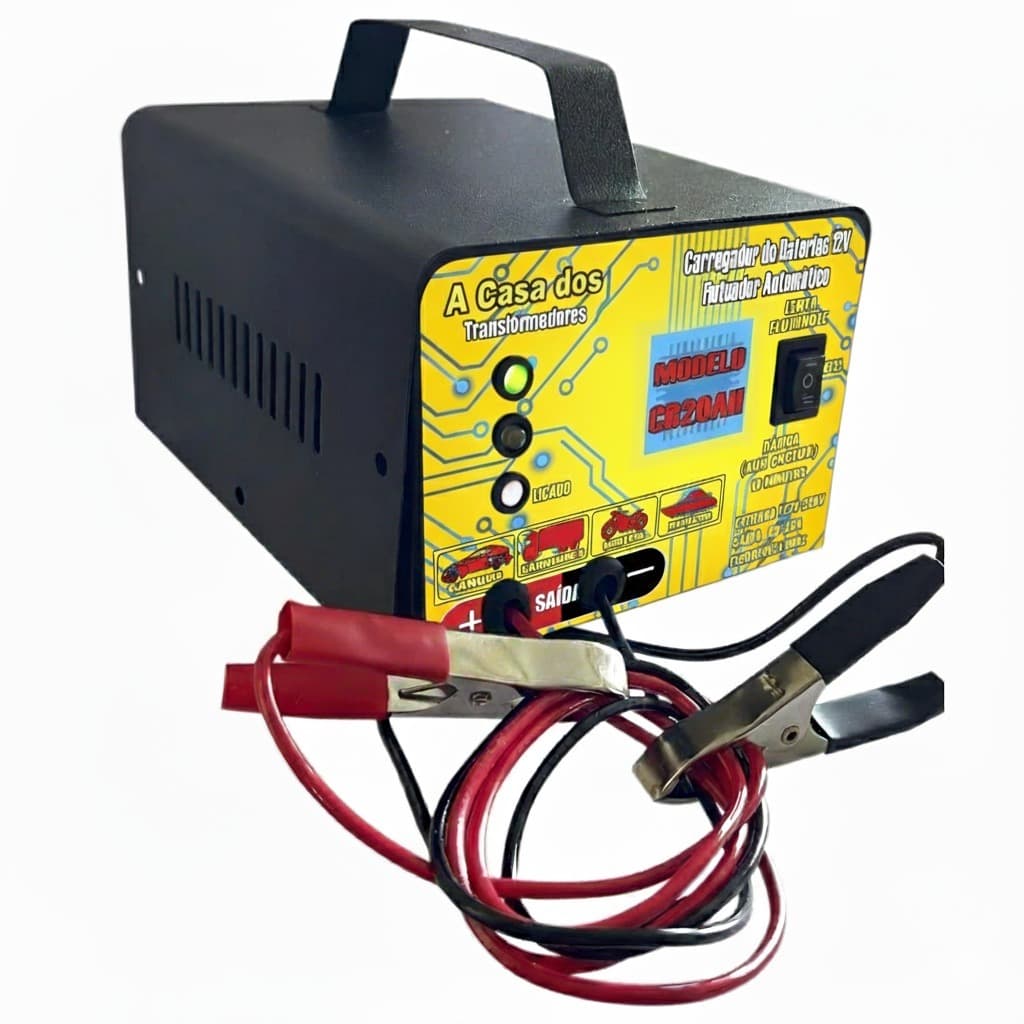 Carregador De Bateria LED 12v Até 300 amperes Carro Moto Náutica Caminhão 20ah Inteligente Flutuante