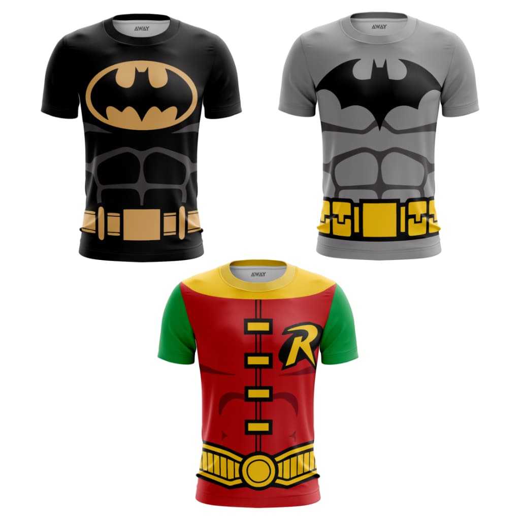 Camisa Camiseta Traje 3D Batman e Robin lego Dry fit - Com Proteção Uv50+ /Fantasia / casual / Academia (Unissex)