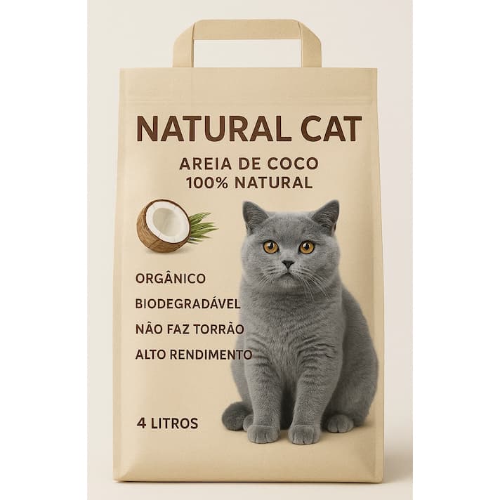 4L de Areia Higiênica para Gatos 100% Natural de Côco Sustentável (Equivale a 4Kg)