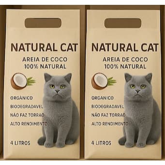 Kit com 2 Areias Higiênicas de 4L para Gatos 100% Natural de Côco Sustentável (Kit equivale a 8Kg)