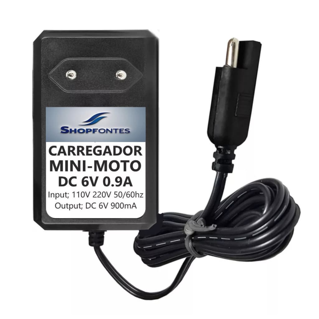 Fonte Carregador Mini Moto Carrinho Eletrico Bandeirante 6v