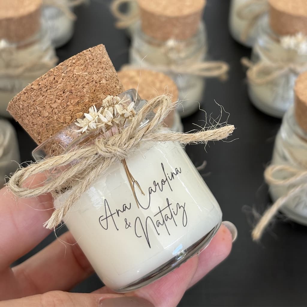 Velas Aromáticas Personalizadas Lembrancinha Casamento, Batizado, Brindes Kit com 10 Unidades