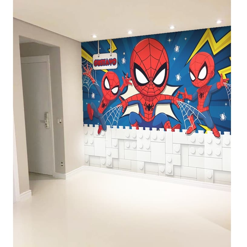 Homem Aranha Spiderman Papel de Parede M² ADESIVO PAREDE TODA + Nome ESCOLHA SUA MEDIDA