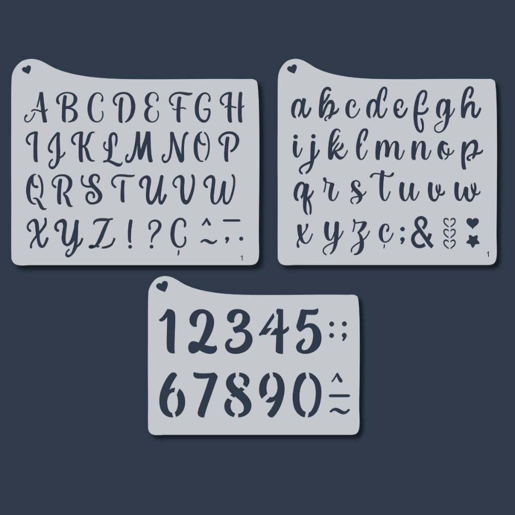 Kit Stencil Alfabeto Letras e Números Molde Vazado para Pintura em Tecido, Pano de Prato, Mdf, Diy