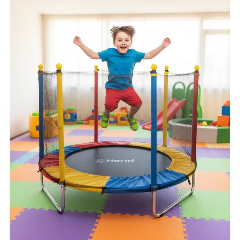 Cama Elástica Pula Pula Infantil Trampolim 1,4 m Playground Lona Preta Proteção de Molas Colorida