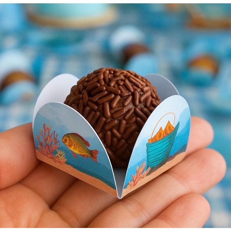 50 Forminhas PESCARIA | Kit com Forminhas para doces festa infantil