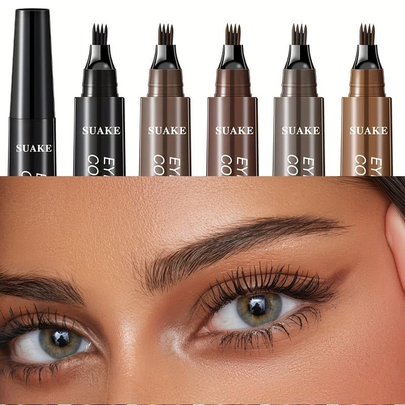 Lápis de sobrancelha Microblading impermeável, cabeça dividida 4, maquiagem natural olhando, 5 cores