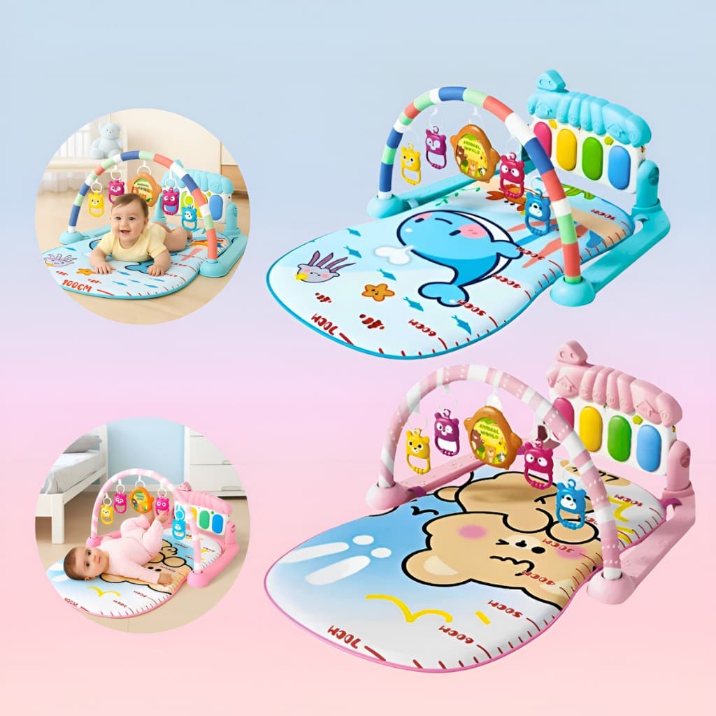 Tapete Infantil Musical Atividades Sensorial Brinquedo Interativo Piano Rosa Azul