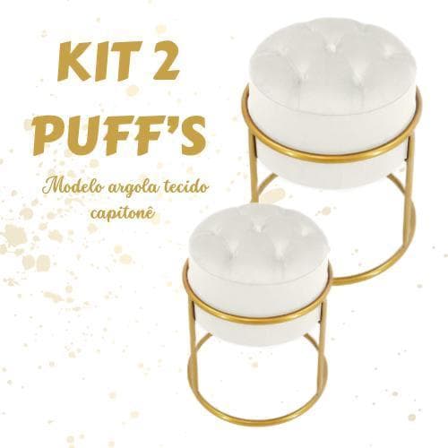 Kit 2 Puff Para Sala Decoração Moderna Estilo Industrial