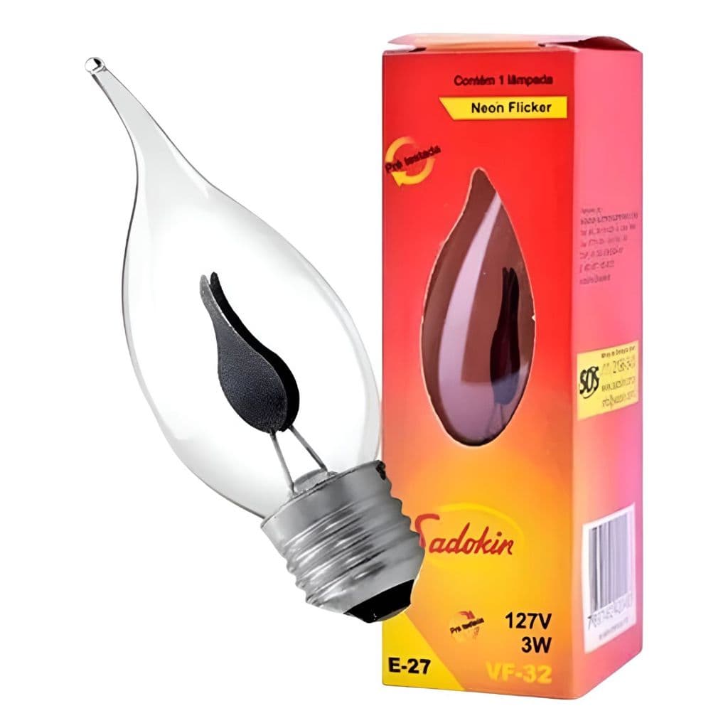 Kit C/ 5 Lâmpada Vela Chama Decorativa 127v/220v - 3w E27
