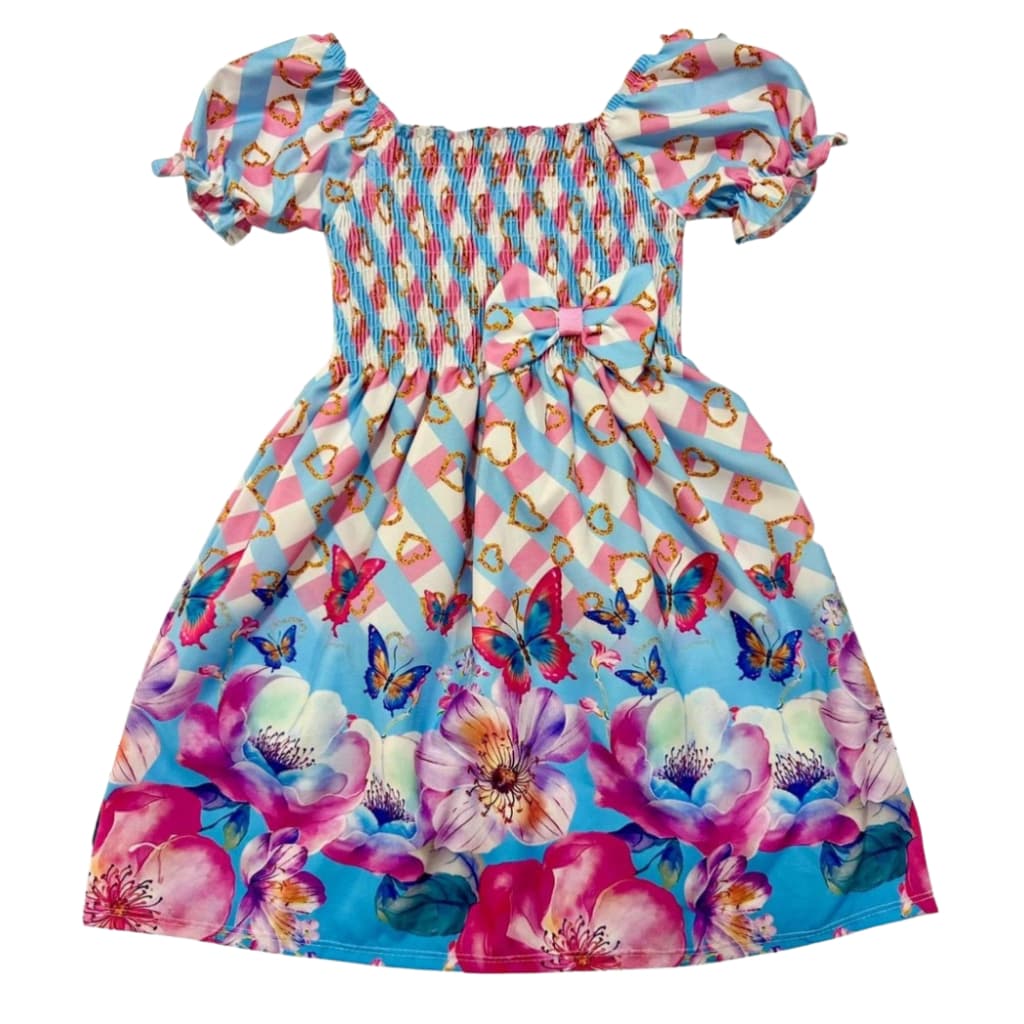 Vestido de festa Infantil Lilás florido estampado ideal para formaturas de escola ensaios ou igreja