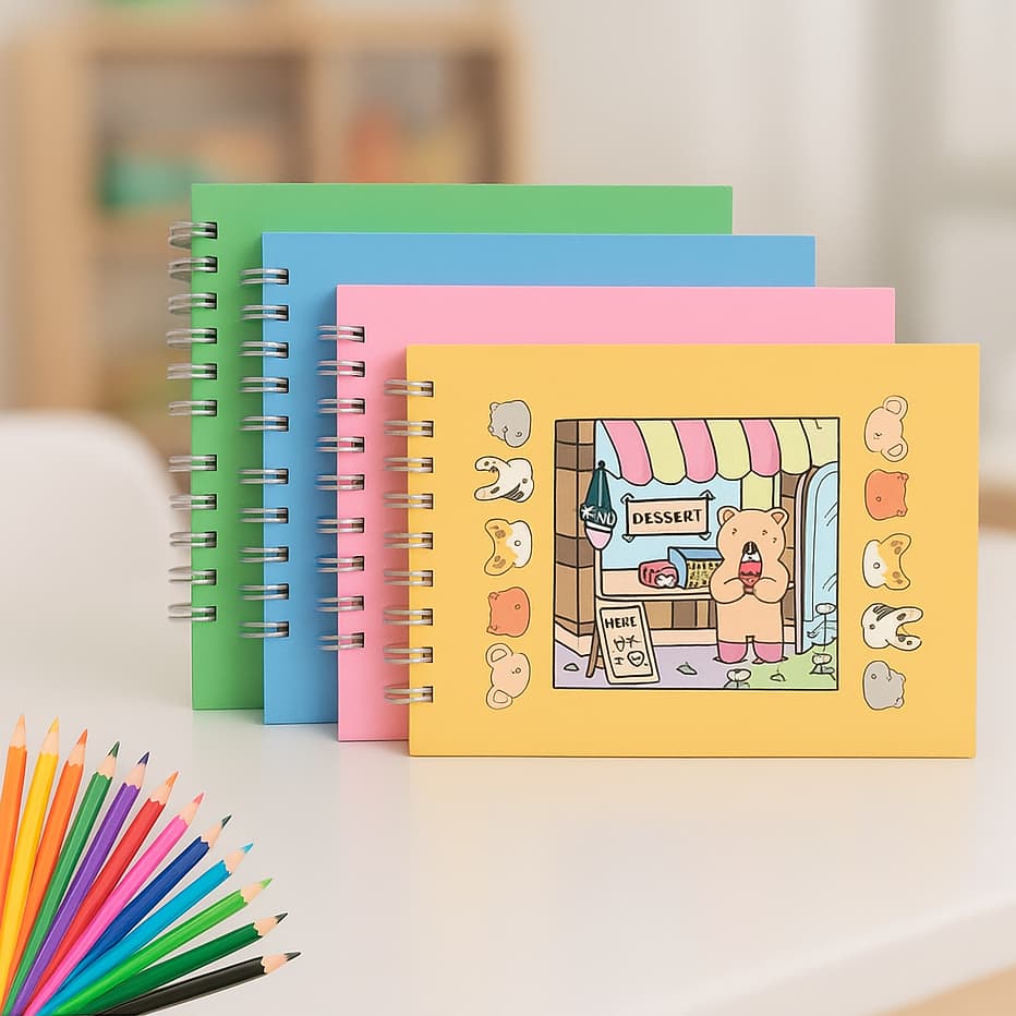 Livro para Colorir 50 Folhas Wire-O — Ursinhos e Animais, Papel Resistente c/ Folha Protetora