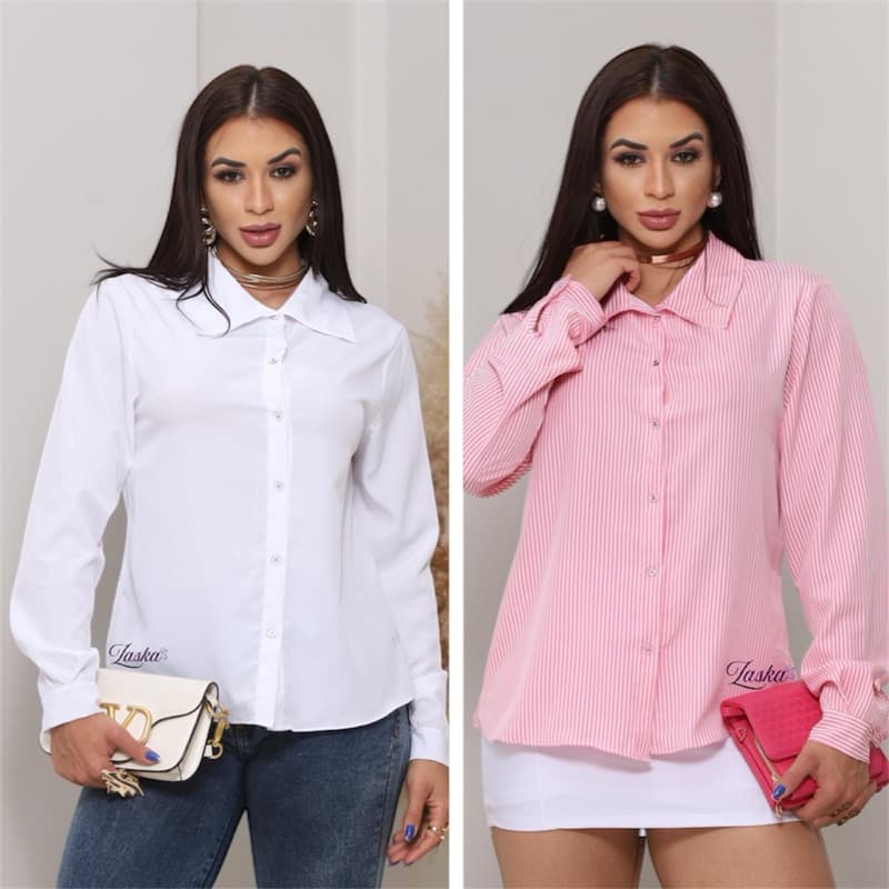 Blusa  Feminina Estilosa Camisa Social Elegante com Botões
