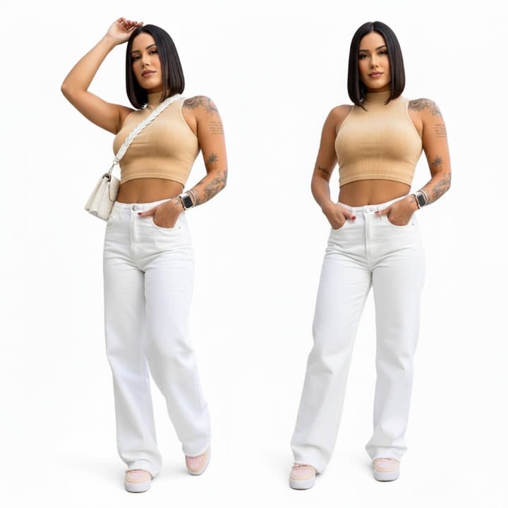 Calça Jeans Pantalona Wide Leg Branca PREMIUM