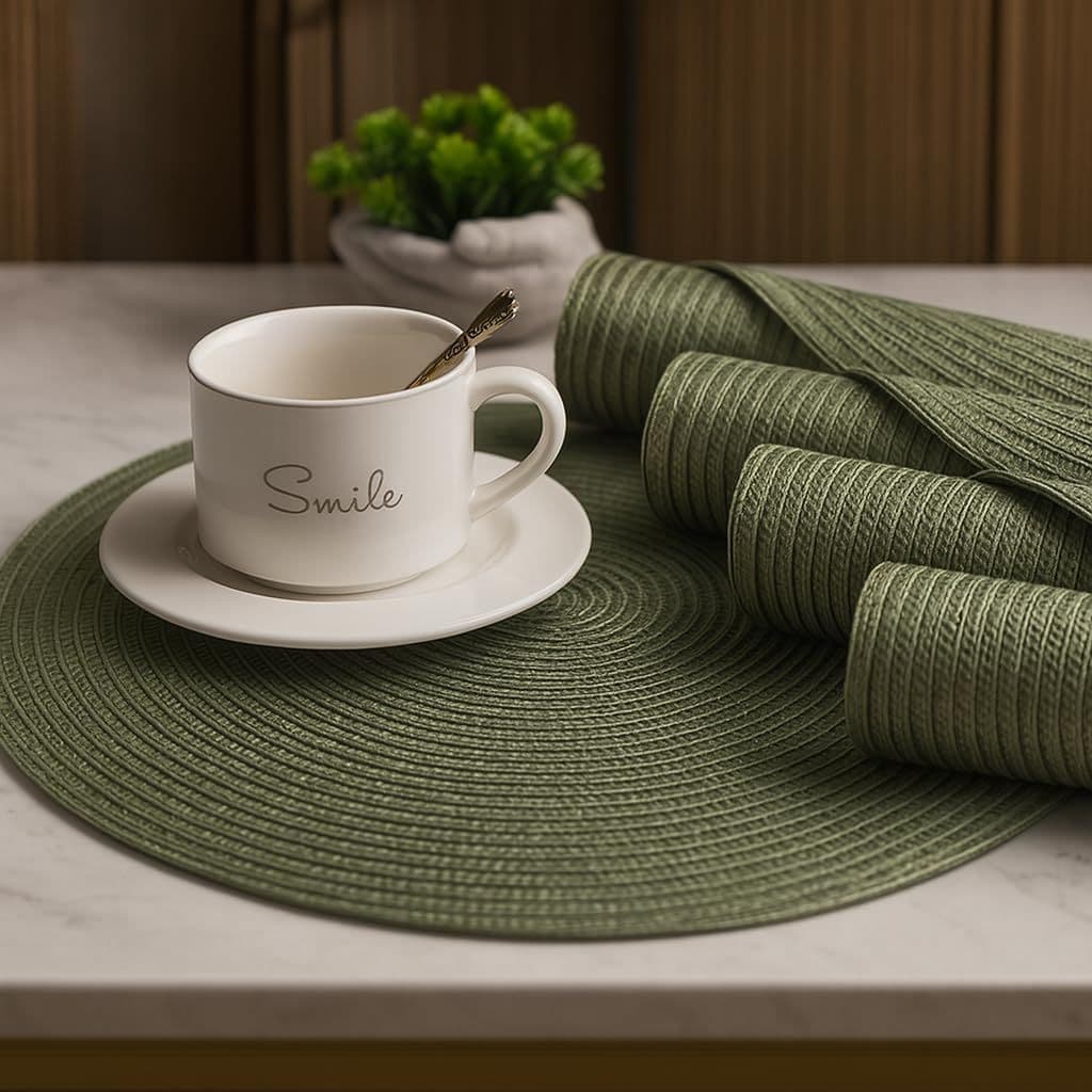 Kit 4 ou 6 Jogo Americano Tapete De Mesa Posta Redondo Design Elegante Impermeável 38cm