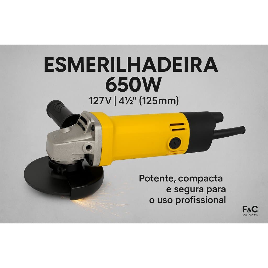 Esmerilhadeira Profissional Potente 4 12 Polegadas 650W 127V Uso Residencial Industrial
