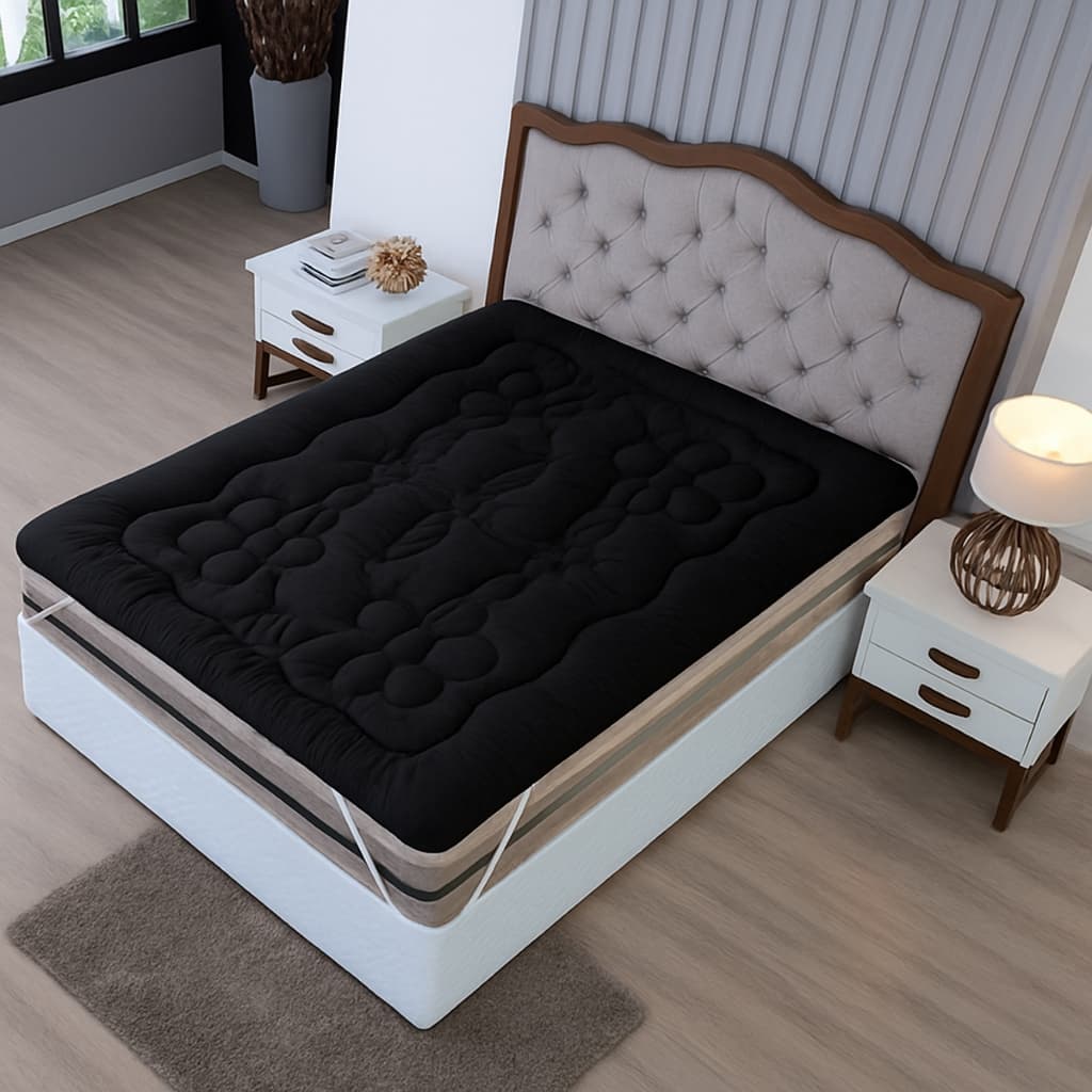 Pillow Top Extra Macio Para Colchão King Size de 1,93 x 2,03 até 0,50cm de altura. COR PRETO