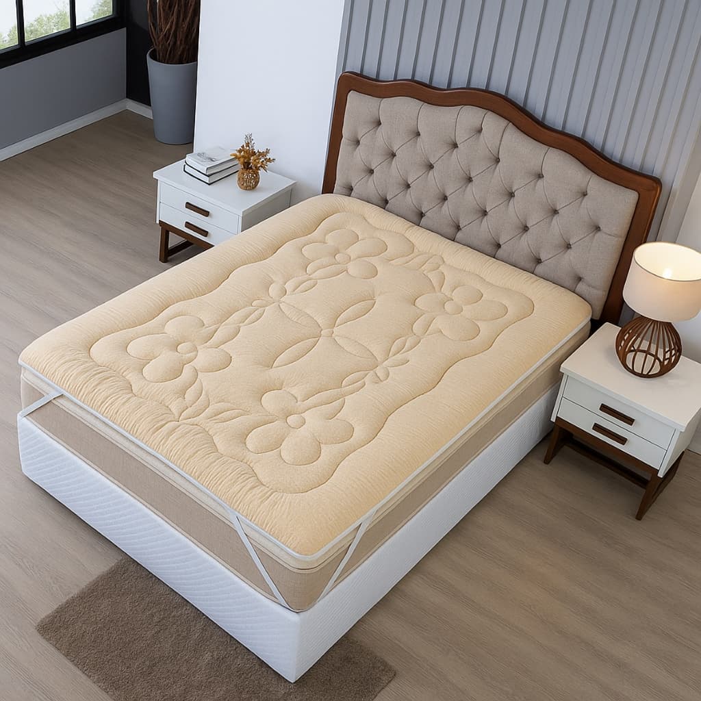 Pillow Top Extra Macio Para Colchão Queen 1,58mx1,98mx0,05. COR PALHA