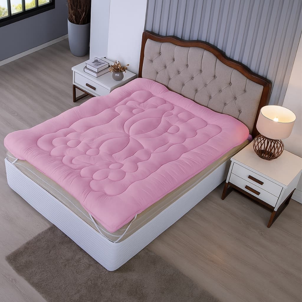 Pillow Top Extra Macio Para Colchão Casal Padrão de 1,38 x 1,88 até 0,50cm de altura. COR ROSA