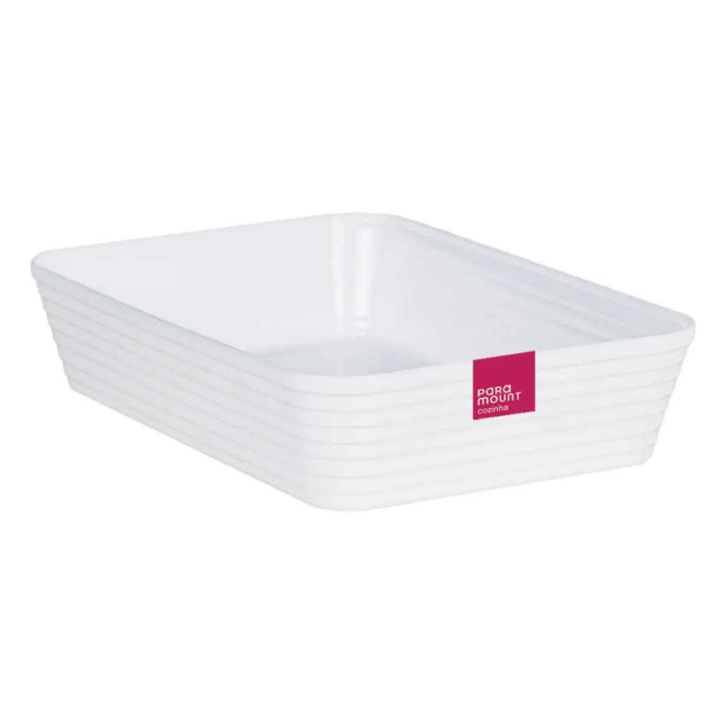 Travessa Retangular Com Friso LE CHEF 33 x 23 x 6Cm Branca