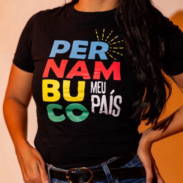 Camiseta feminina T-shirt babylook blusa algodão Pernambuco meu pais nordestina cultura Pernambucana