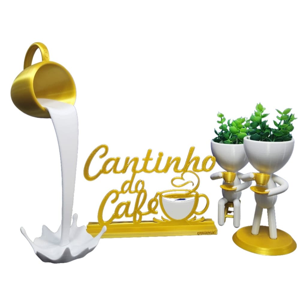Cantinho do Café Vasos Bob plantas xícara flutuante decoração Branco c/ Dourado