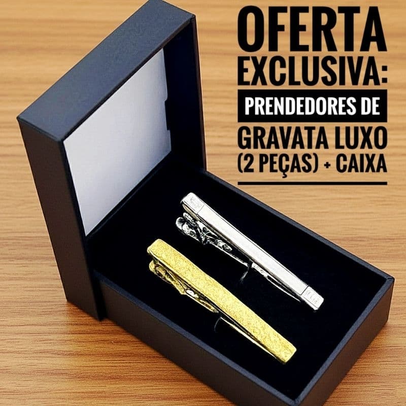 PRENDEDORES DE GRAVATA 1 DOURADO+1 PRATEADO INOX 5CM SORTIDOS (ACOMPANHA CAIXA PRESENTE)
