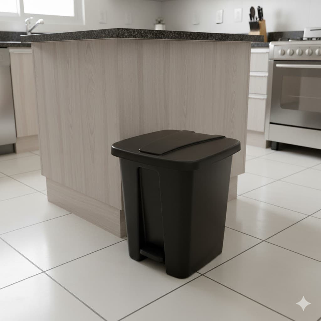 Lixeira Cesto de lixo16 Litros Tampa Grande Com Pedal Preta Escritório Banheiro Cozinha