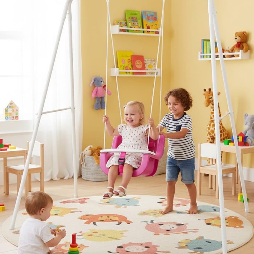 KIT Balanço Infantil Com Suporte Apartamentos E Áreas de Lazer Fácil instalação e Montagem Super seguro INMETRO