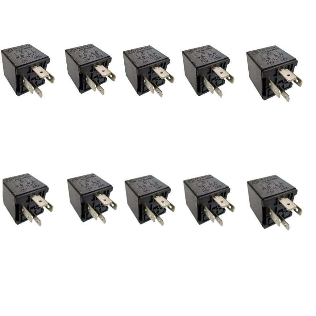 Relê Auxiliar Universal 12v 40A 4 Pinos com Suporte Kit com 10 Unidades