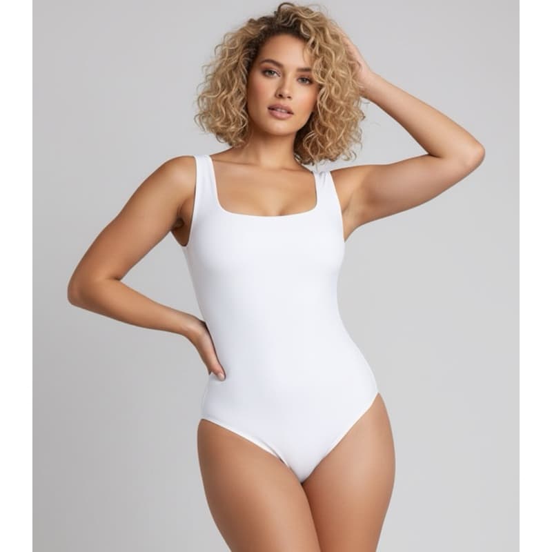 Body Feminino Decote Quadrado Alça Larga Regata Suplex Liso Casual