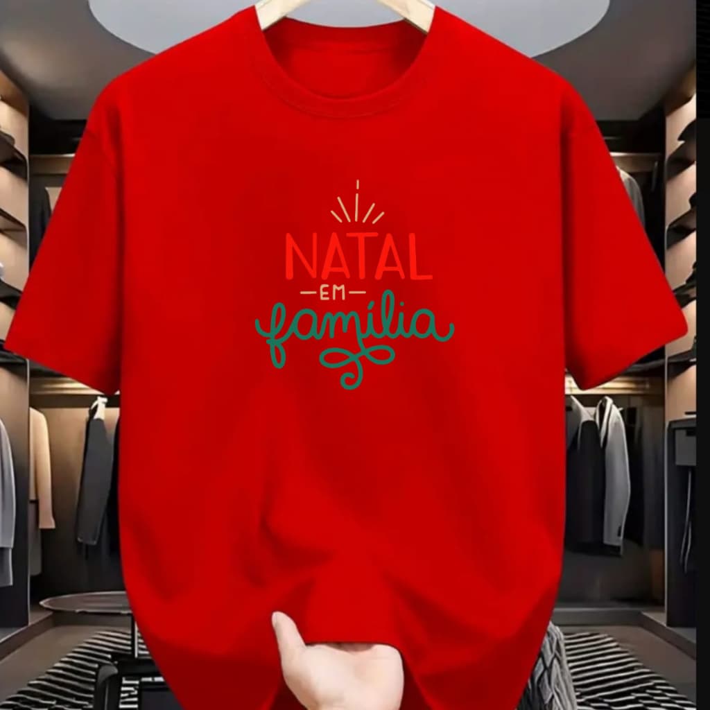 Camiseta Unissex Natal Em Familia 100% Algodão
