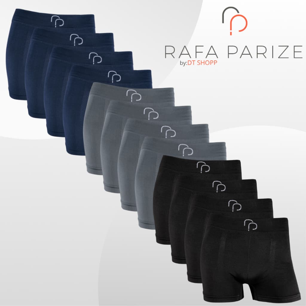 Kit 12 Cuecas Boxer Sem Costura em Microfibra Rafa Parize - Adulto