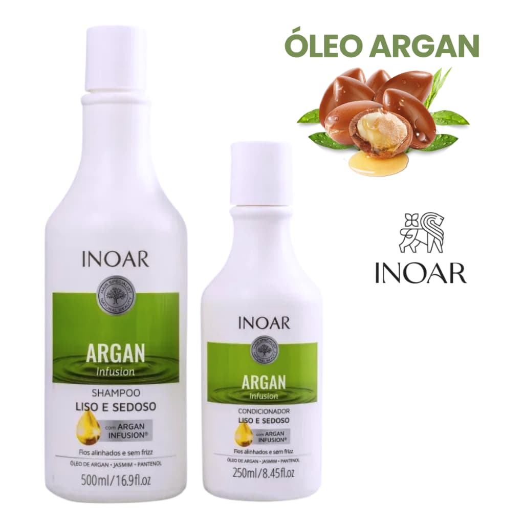 kit inoar Argan Infusion Liso e Sedoso Shampoo 500ml + Condicionador 250ml