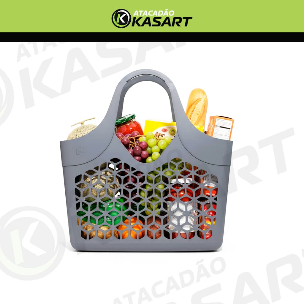 Cesta Plástica Grande com Alça 50x55cm – Multiuso, Resistente e Ventilada