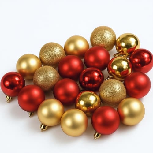 Kit Bolinhas Árvore de Natal 5cm Vermelha Dourada Decoração Árvore de Natal