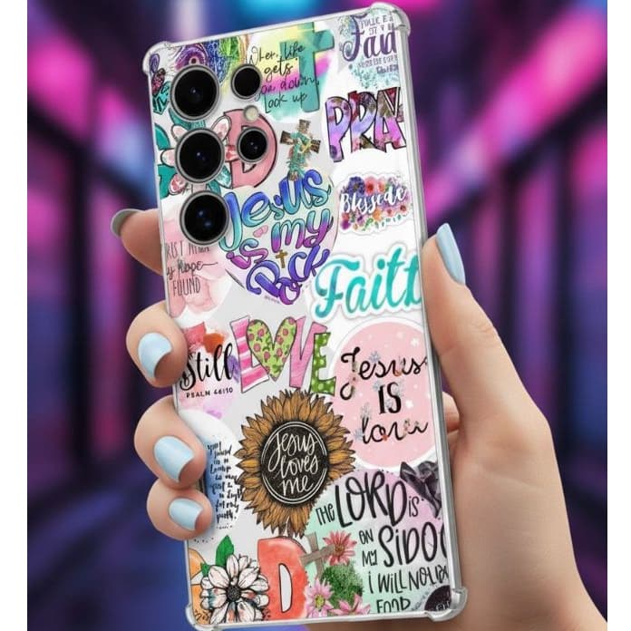 CAPINHA CAPA TRANSPARENTE RESISTENTE TPU PADRÃO,  SAMSUNG, JESUS , LOVE , A15, A55, A25, S20, S20 FE
